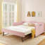 Lit de jour moderne, lit de jour rembourré équipé d'une base de lit gigogne escamotable et d'une poche de rangement latérale, canapé-lit multifonctionnel pour chambre à coucher et chambre d'amis-130899498-130899500