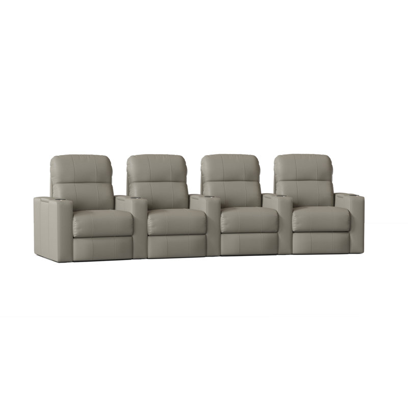 Siège de cinéma de 147 po de large avec porte-gobelet, Manuel, Gris classique