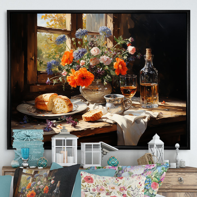Banquet rustique en France, Cadre flottant noir, H 30 po x l 40 po x P 1,5 po