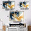 Ensemble de décorations murales Sun Rays Ocean Blue White Gold IV - Marble-1159481183-1159481180