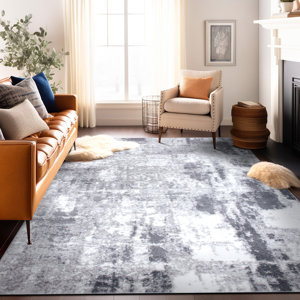 Willington Abstract Dark and Light Gray/Ivory Area Rug