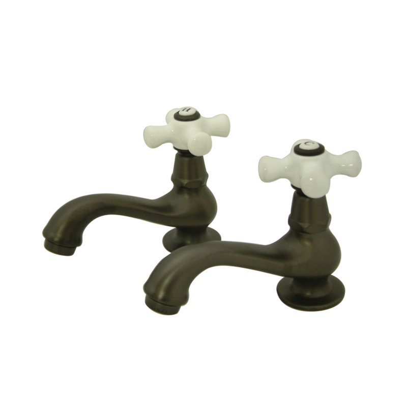 Kingston Brass Heritage Two-Handle Deck Mount Basin Tap Faucet, Oil Rubbed Bronze