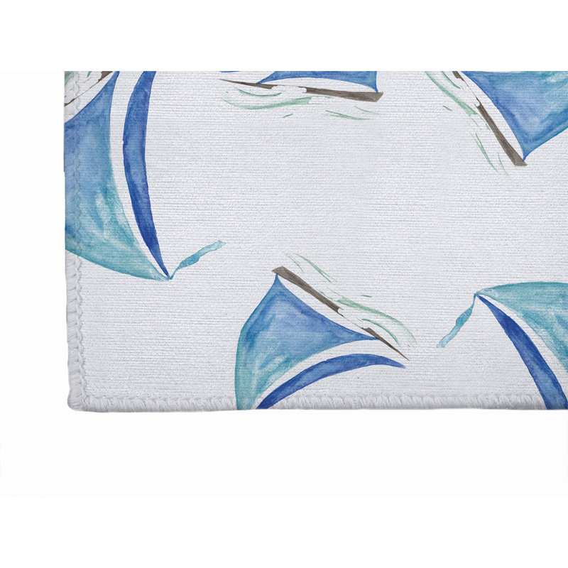 Summer Sailboats Outdoor Rug, Runner 2'6" x 8'