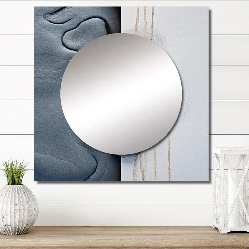 Miroir carré abstrait pour salle de bain, 36 po x 36 po
