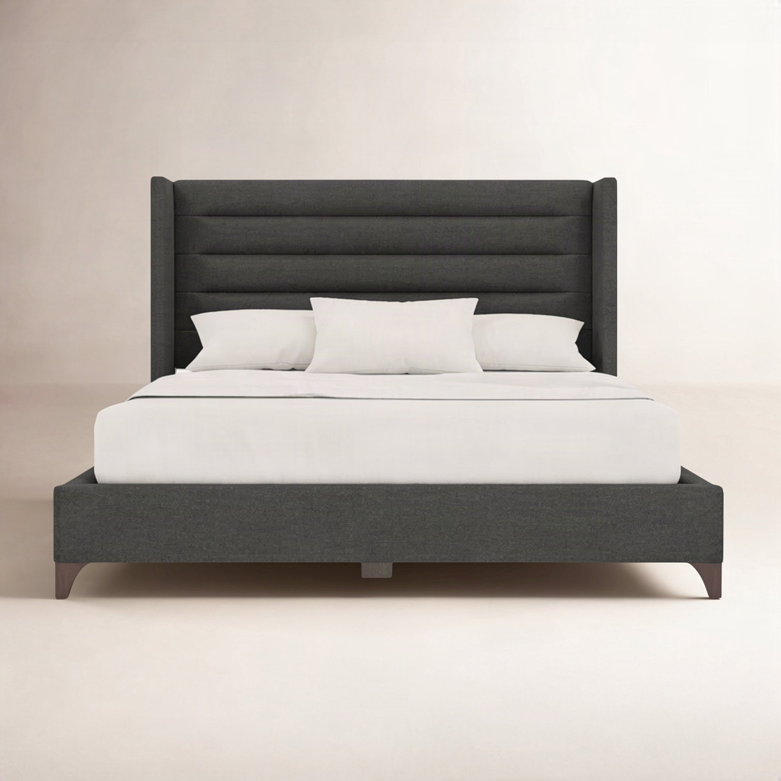 Miliyah Wingback Maple Bed, Queen, Charcoal Revolution®