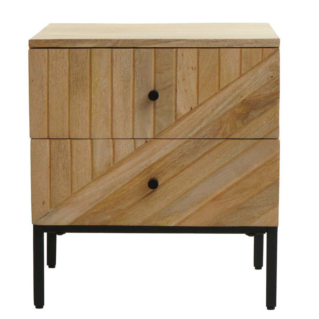 Nachttisch MCW-L95, Kommode Beistelltisch Nachtschrank, Schublade Mango-Holz 51x45x40cm, natur