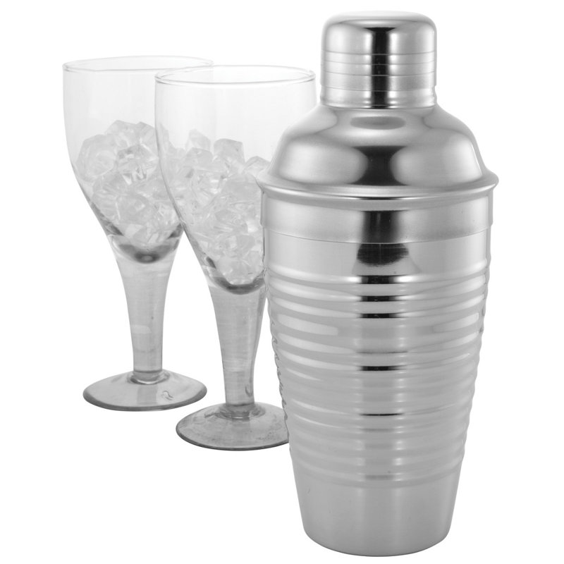Stainless Steel Shaker, Ribbed Shiny