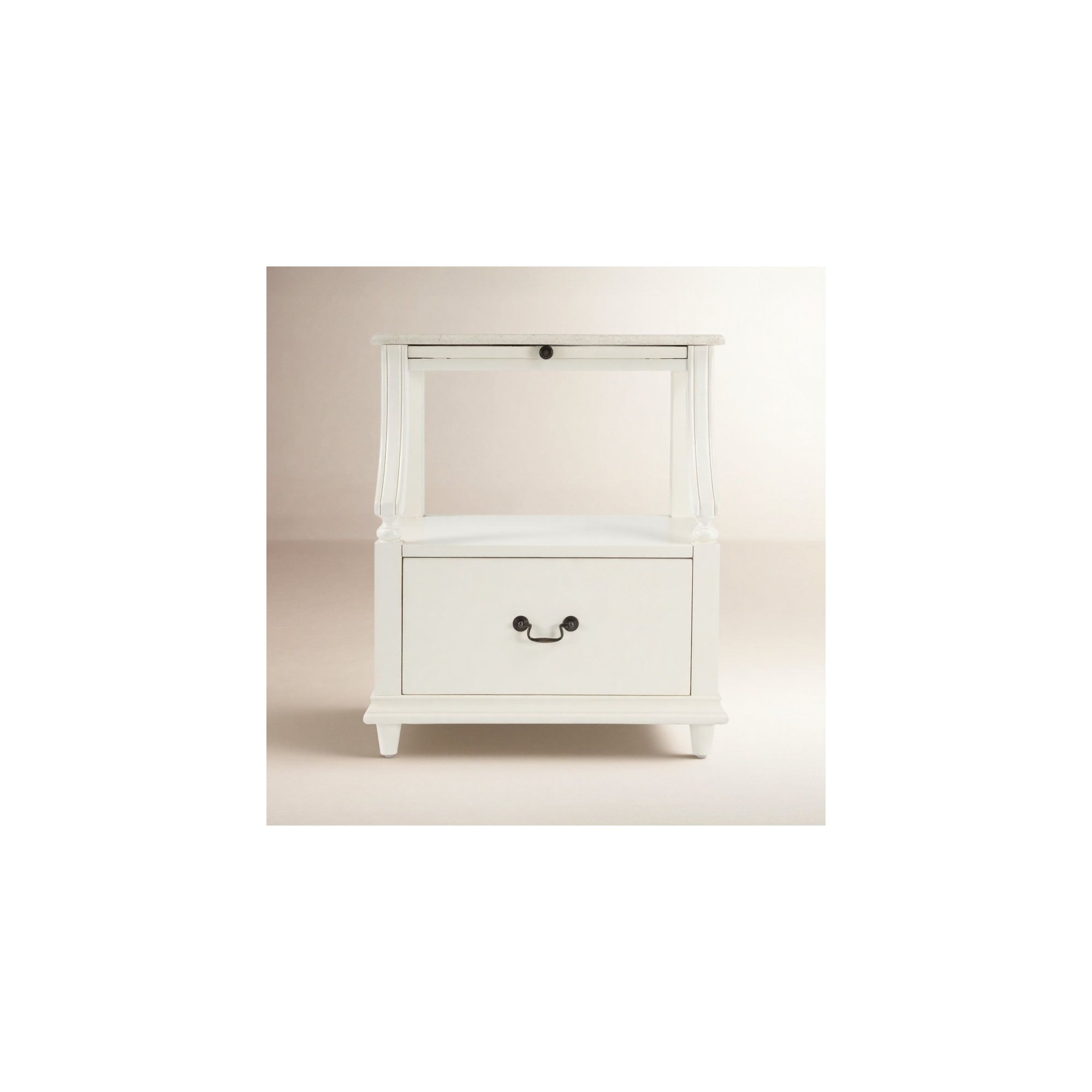 Aberdale 1 - Drawer Marble Top Nightstand, White