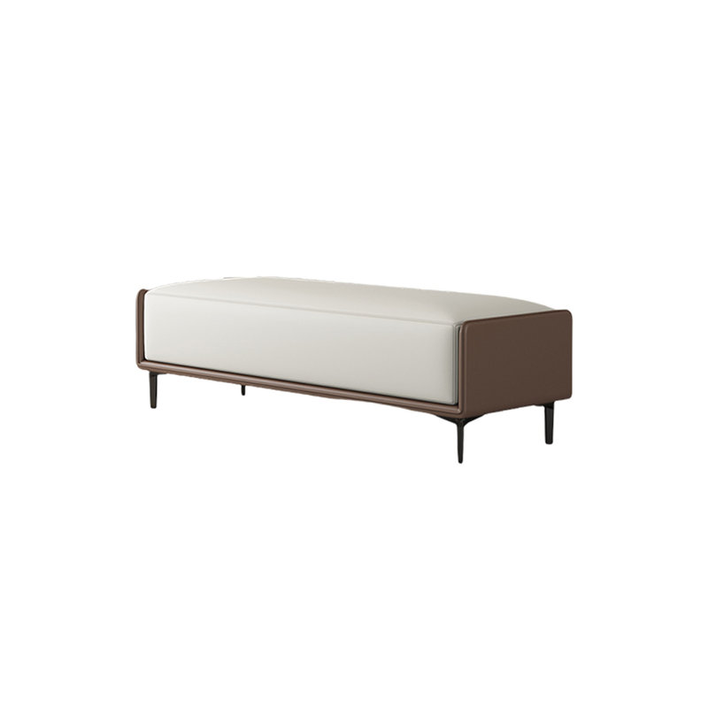 Banc rembourré en similicuir Custom Home, Blanc cassé / café, H 16,53 po x l 68,89 po x P 15,74 po