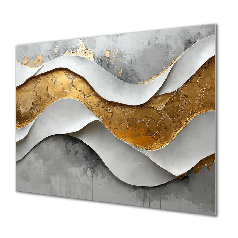 Elisha II - art mural moderne vagues en métal, H 12 po x l 20 po