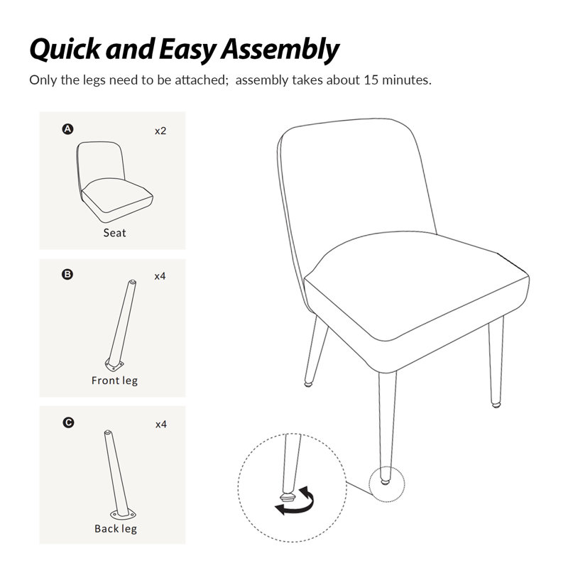 Verity Modern Upholstered Dining Chair With Ergonomic Design Set Of 4, Blue