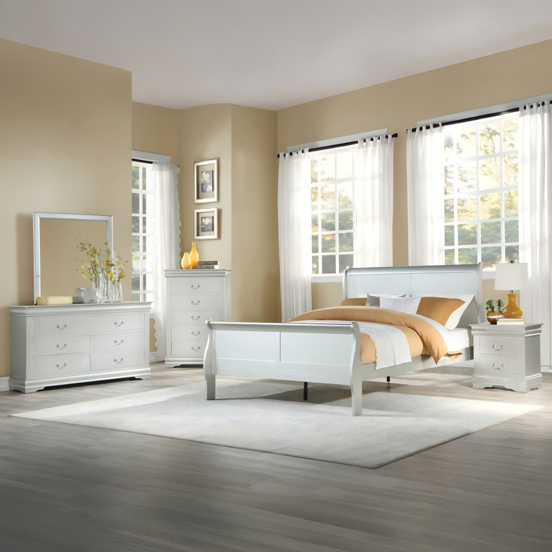 Solid Wood Platinum King Sleigh Bed