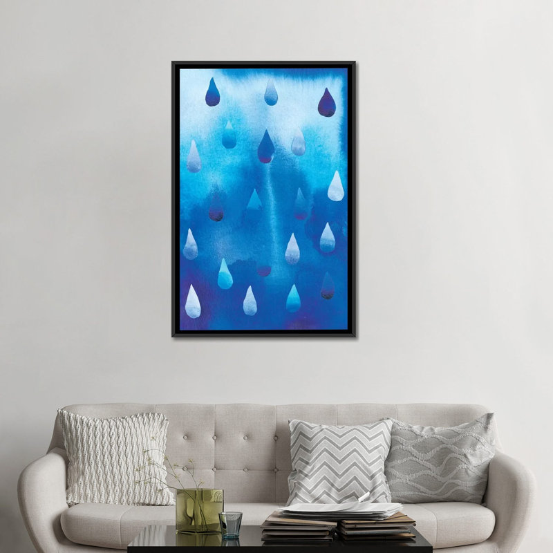 Goutte à goutte ii, H 26 po x l 18 po x P 1,5 po, Toile avec cadre noir, Pas de tapis