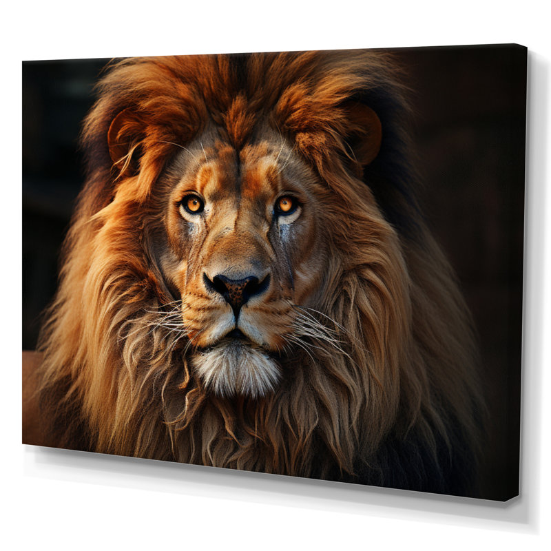 «Lion Portrait - Lion», reproduction sur toile encadrée, Toile tendue, H 24 po x l 32 po