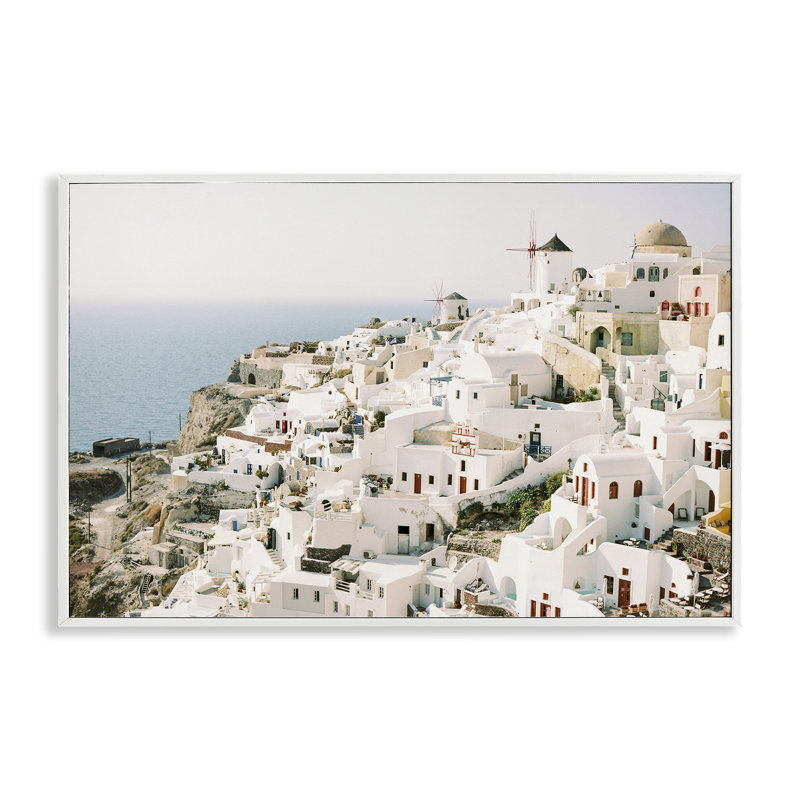 Art européen de bord de mer européen par Justine Milton, Giclée encadrée blanc bord de mer, H 12 po x l 18 po