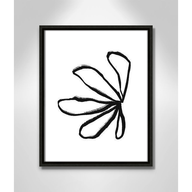 Collection de dessins au trait, pétales encadrés sur toile, H 15,5 po x l 12,5 po x P 2 po, Espresso