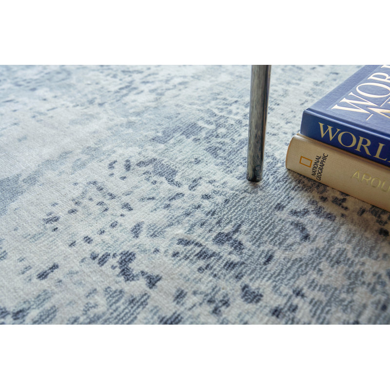 Laguna Abstract Hand-Loomed Blue Area Rug, Rectangle 12' x 15', Light Blue