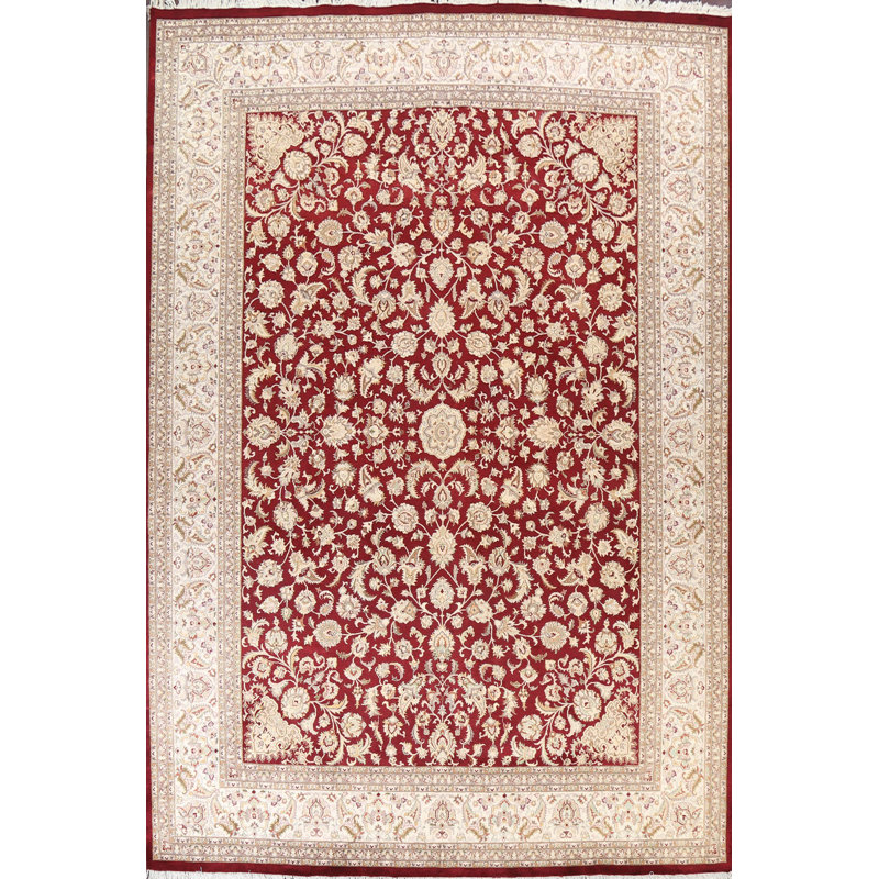 Tapis oriental unique à teinture végétale Tabriz noué à la main 9 pi x 12 pi 5 po