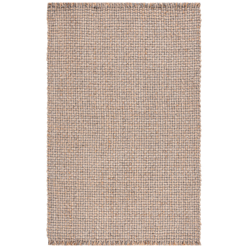 Krenzke Natural Fiber Hand Woven Jute/Wool Rug in Gray, Rectangle 5' x 8'