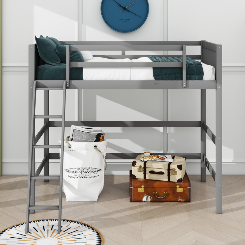 Lit mezzanine simple Jayen, pour enfants, gris