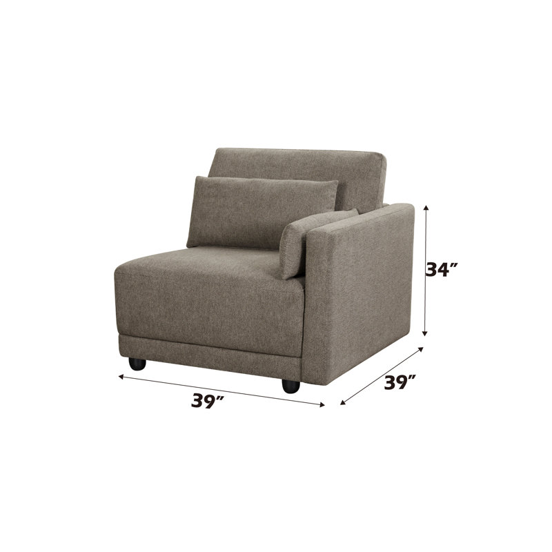 Canapé modulaire en lin brun 4 pièces avec coussins décoratifs