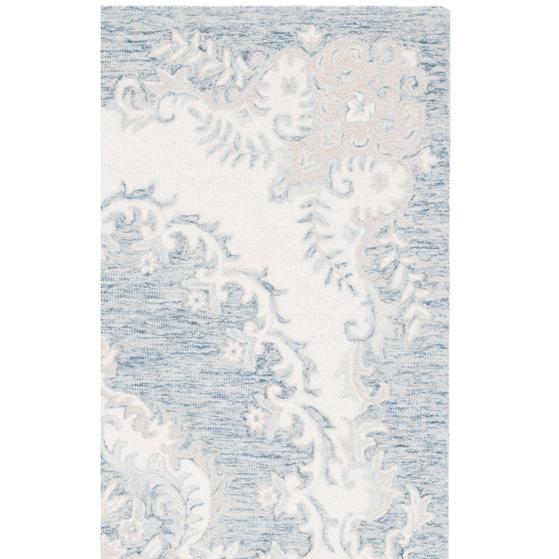 Ebony Hand Tufted Wool Pile Floral Rug, Runner 2'3" x 9'