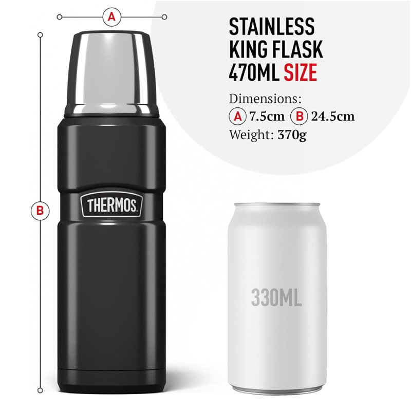 Thermos 470ml Double Wall Insulated Stainless Steel Travel Tumbler, Black
