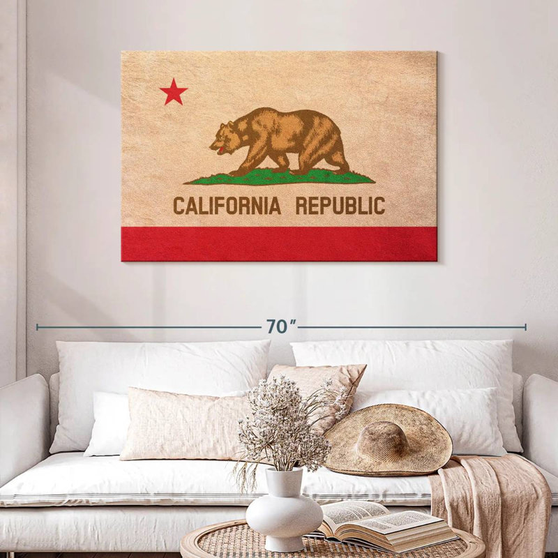 Drapeau de la Californie à Borges, H 30 po x l 45 po