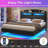 2 Piece Bedroom  Set-upholstered Leather Floating Led Bed Frame And 55.01" W 10 Drawers  Dresser