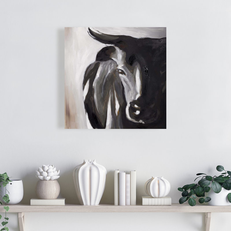 " Bull Head Closeup " Painting Print