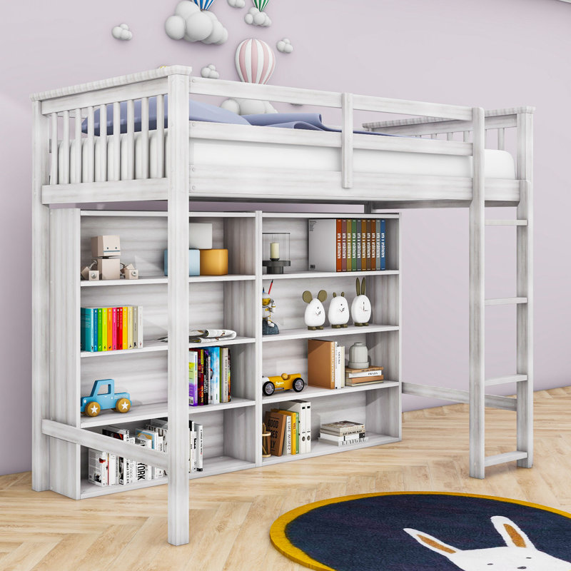 Javeria Kids Wood Loft Bed, Twin, Antique White