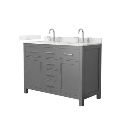 48 " W Freestanding Standard Free Standing 2 Double Vanity Bathroom Vanity With Quartz Top