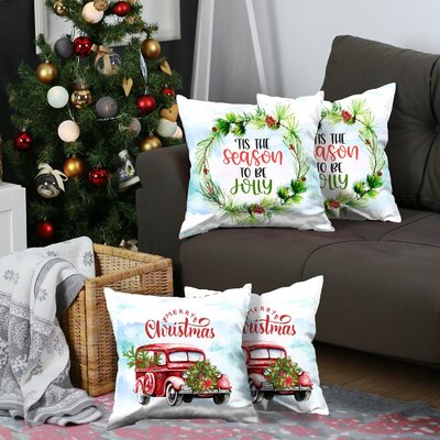 Christmas Square Printed Throw Pillow Covers (Set Of 4) -  Mike&Co. New York, SET4-712-3279-3280