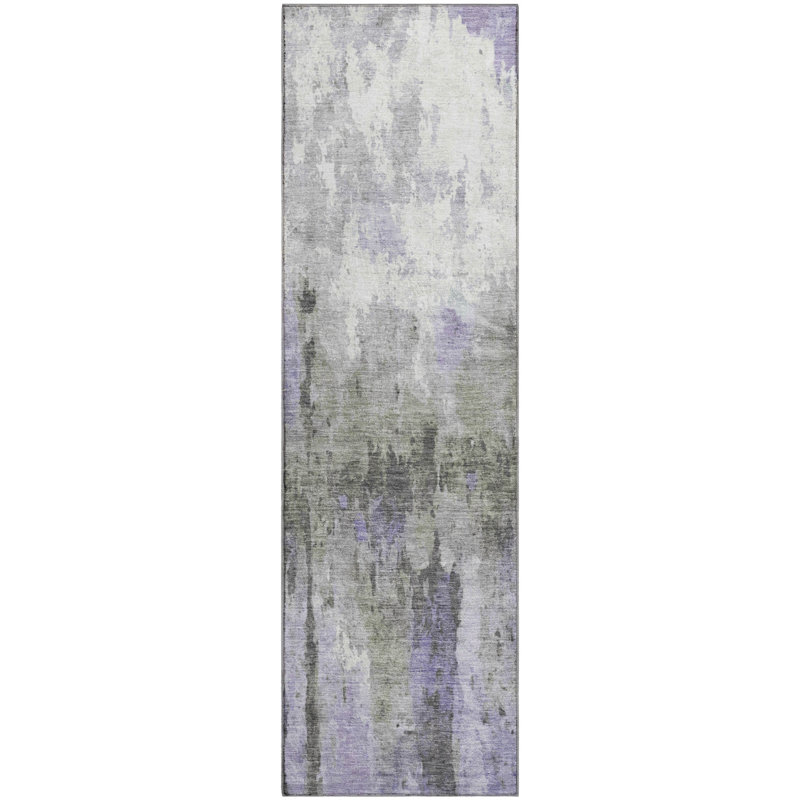 Premium Machine Washable Mayfield Abstract Rug, 2'3" x 7'6" Runner, Lavender