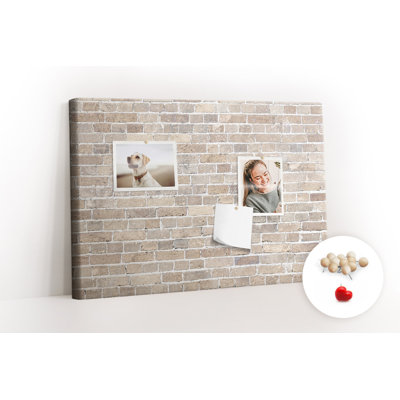 Wall Mounted bulletin board print decorative wall message pin boards home office corkboard Bricks wall