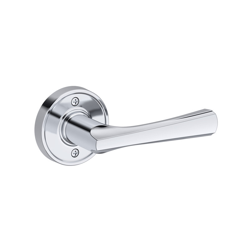 Wyndcliff Passage Lever with Recessed Round Rose in Venetian Bronze, Polished Chrome