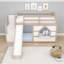 Lit mezzanine simple avec escalier de rangement, glissade, fenêtre et lumières DEL-1017909806