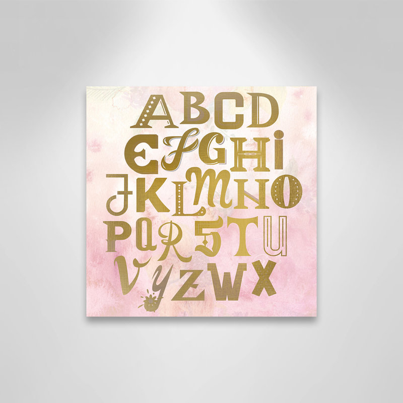 Art sur toile Abc, H 12 po x l 12 po x P 1,5 po, Rose