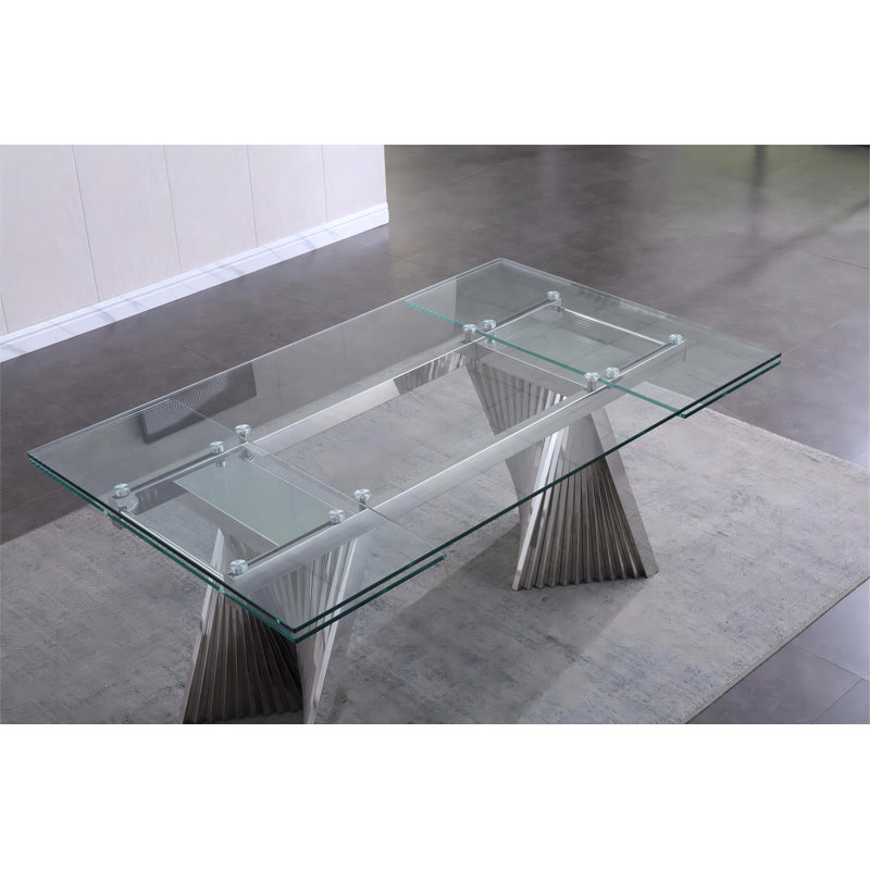 Netania Extendable Dining Table 63" to 95", 30" H x 63" L x 39.6" W