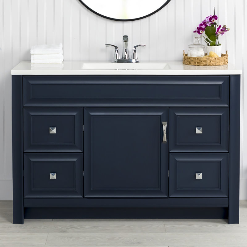 Meuble-lavabo simple avec plateau Nimay 48,5 po, Bleu