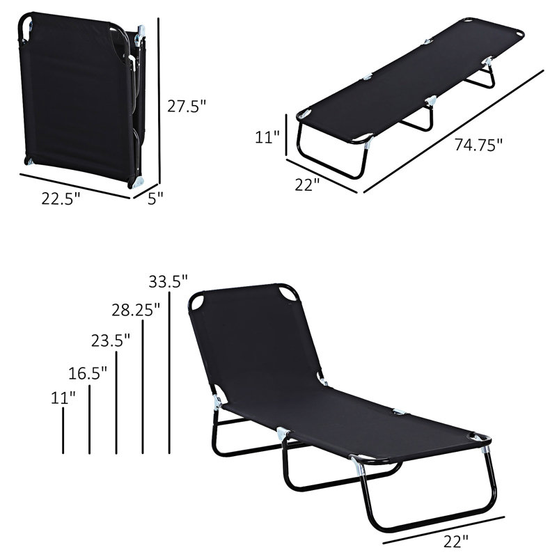 Chaise longue d'extérieur pliante avec dossier inclinable