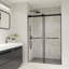 Porte de douche à rouleau exposée sans cadre de couleur noire mat avec verre transparent Belizzi l 52 po x H 76 po
