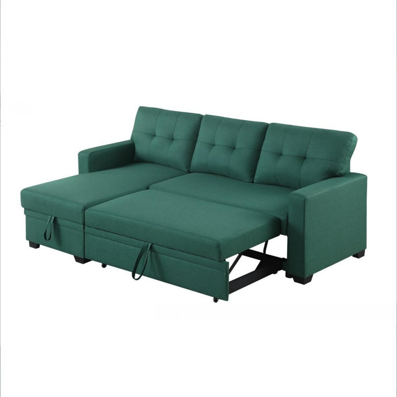 Warrendale Wide Reversible Sleeper Sofa & Chaise, Green Linen