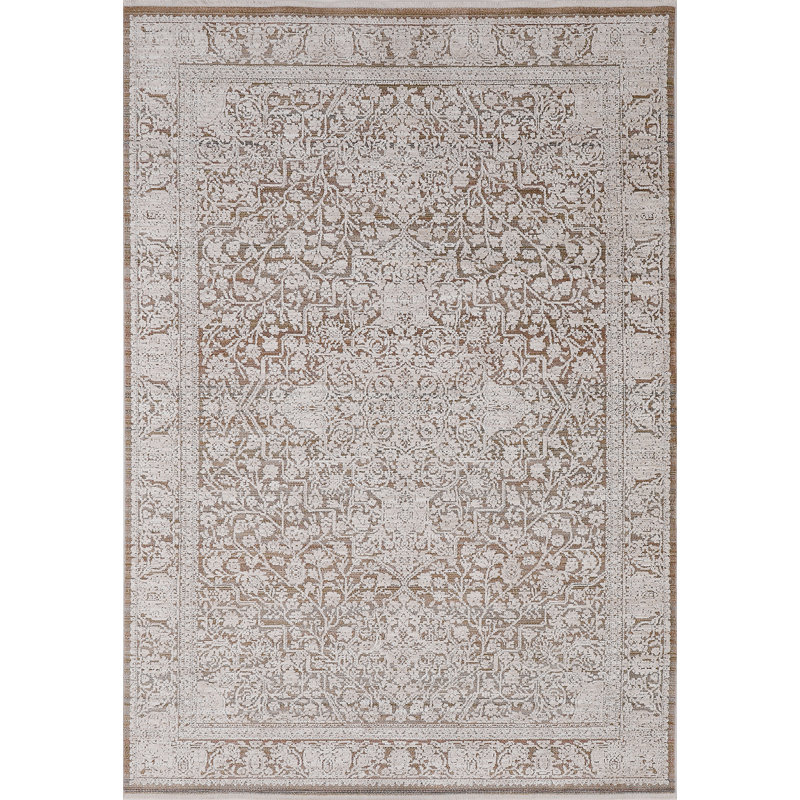 Hilburn 16659-819 BROWN/IVORY/MULTI, Rectangle 5'3" x 7'7"