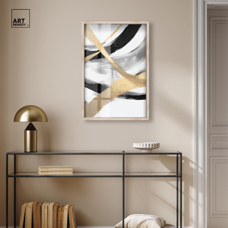 Décoration murale moderne Midas Arc Waves II Shadowbox par Art Remedy, cadre blond, 21 x 31, H 31 po x l 21 po, Cadre blond