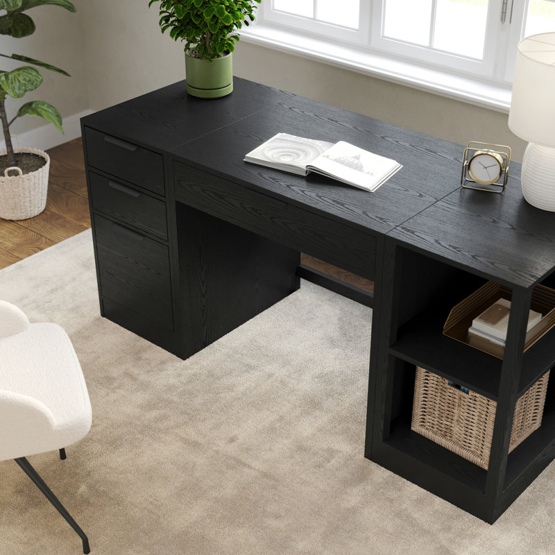 Bureau modulaire, tablette à 2 niveaux et classeur Martha Stewart Kayden, Noir
