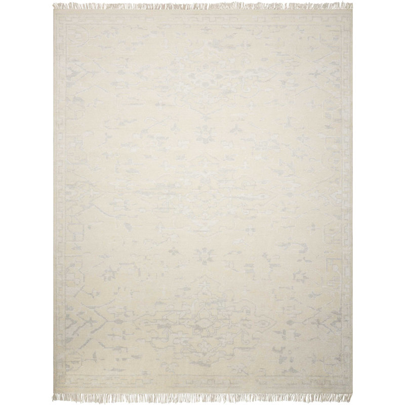 Tapis ivoire fait à la main Lunel, Rectangle 8 pi 6 po x 11 pi 6 po