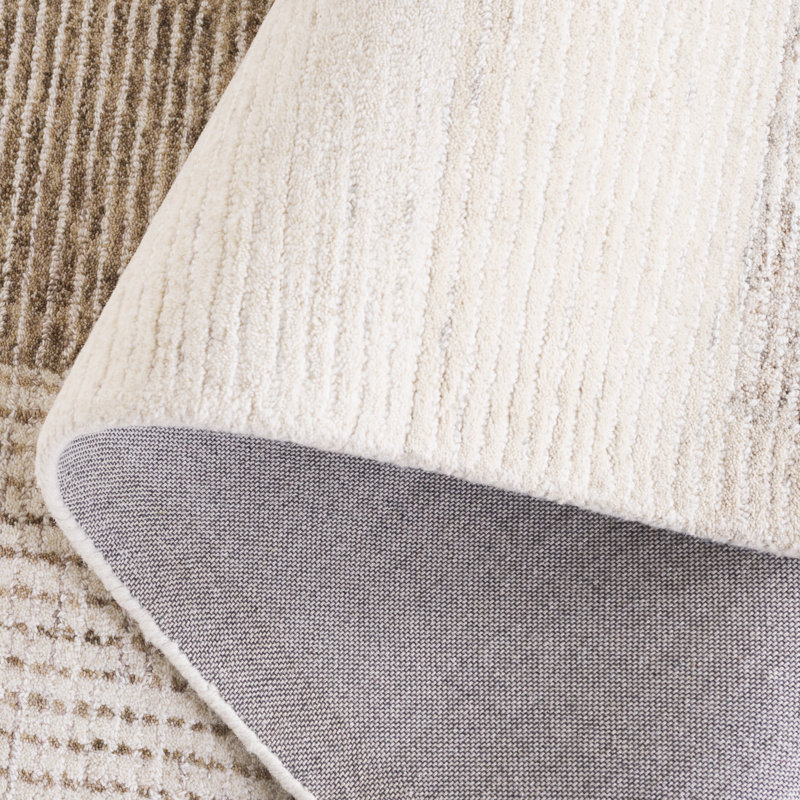 Tapis ivoire / beige en laine / coton touffeté à la main Sigrith, Rectangle 5 pi x 8 pi
