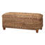 Coffret de rangement en bois tressé de feuilles de bananier ambrées - Coffre avec couvercle de style côtier pour l'organisation de la chambre
