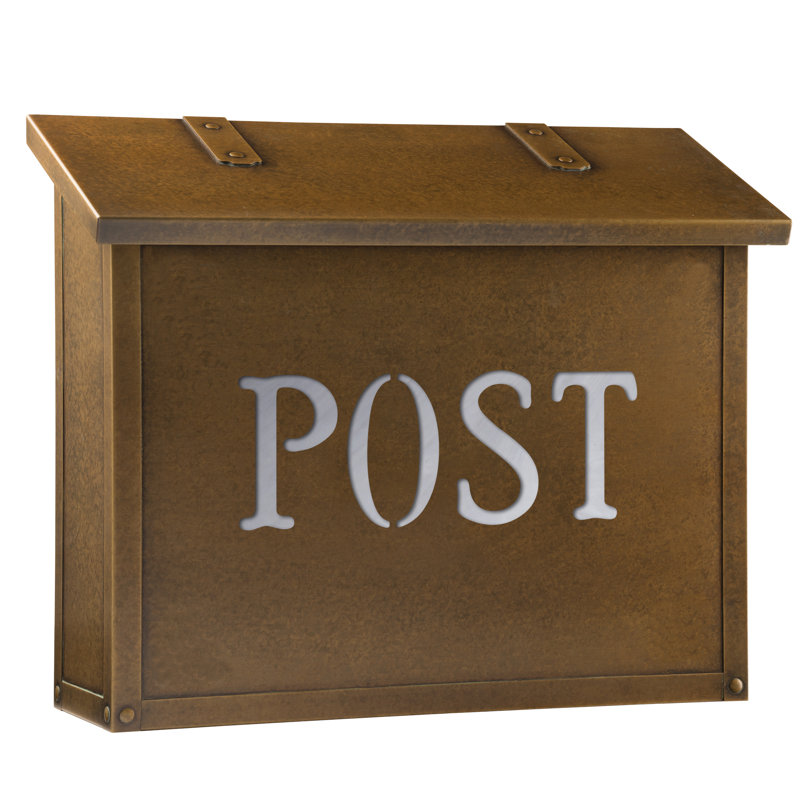 Classic Brass Wall Mounted Mailbox, Architectural Bronze, Wispy White